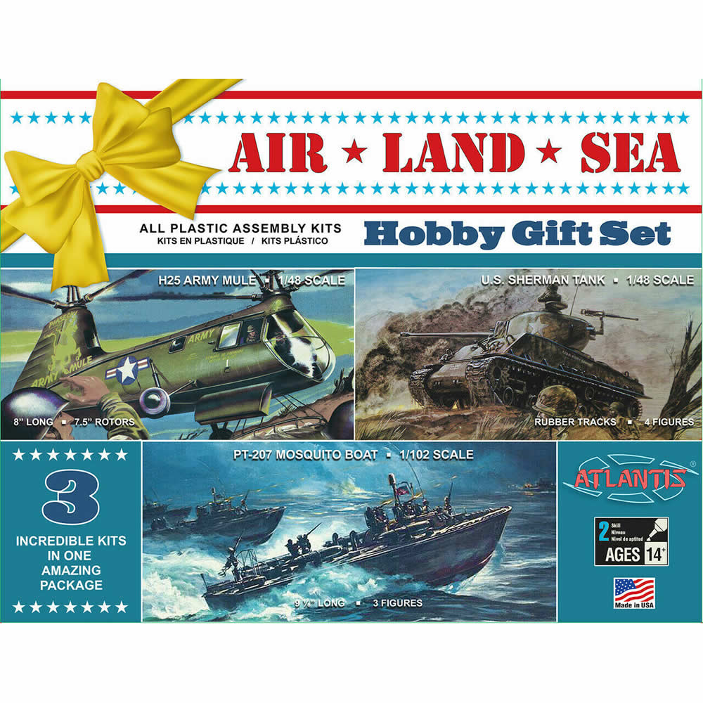 ATM9001 Air, Land and Sea Military Model Gift Set 1/48 and 1/102 Scale