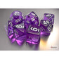 CHX20377 Purple Translucent Mini Dice with White Numbers 10mm (3/8in) Set of 7
