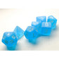 CHX20416 Caribbean Blue Frosted Mini Dice with White Colored Numbers 10mm (3/8in) Set of 7