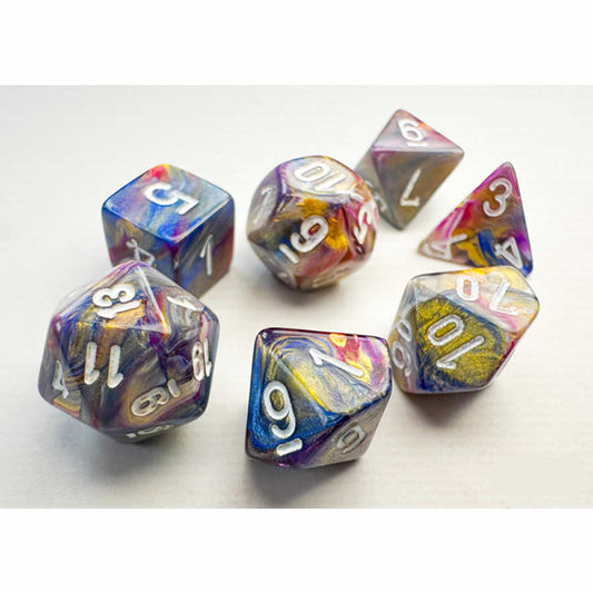 CHX20440 Carousel Festive Mini Dice with White Numbers 10mm (3/8in) Set of 7
