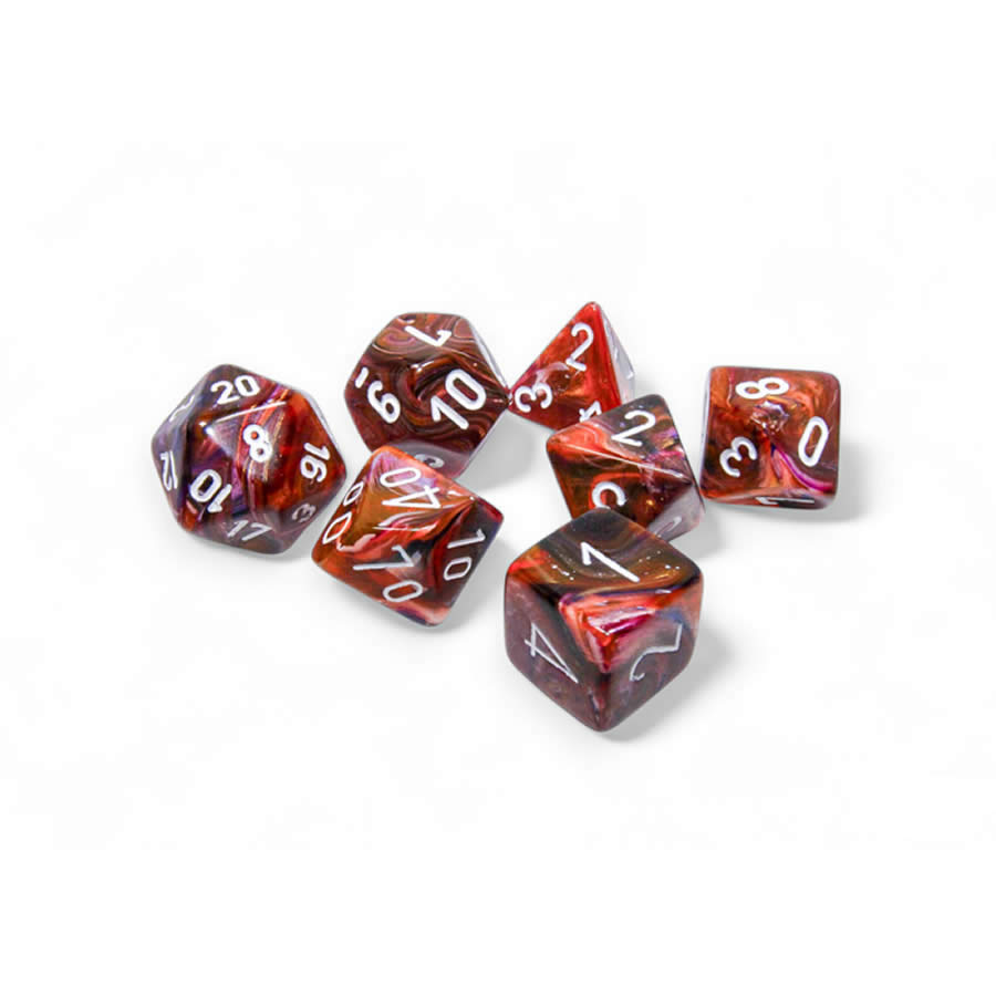 CHX27543 Symphony Festive Dice with White Numbers 16mm (5/8in) Set of 7