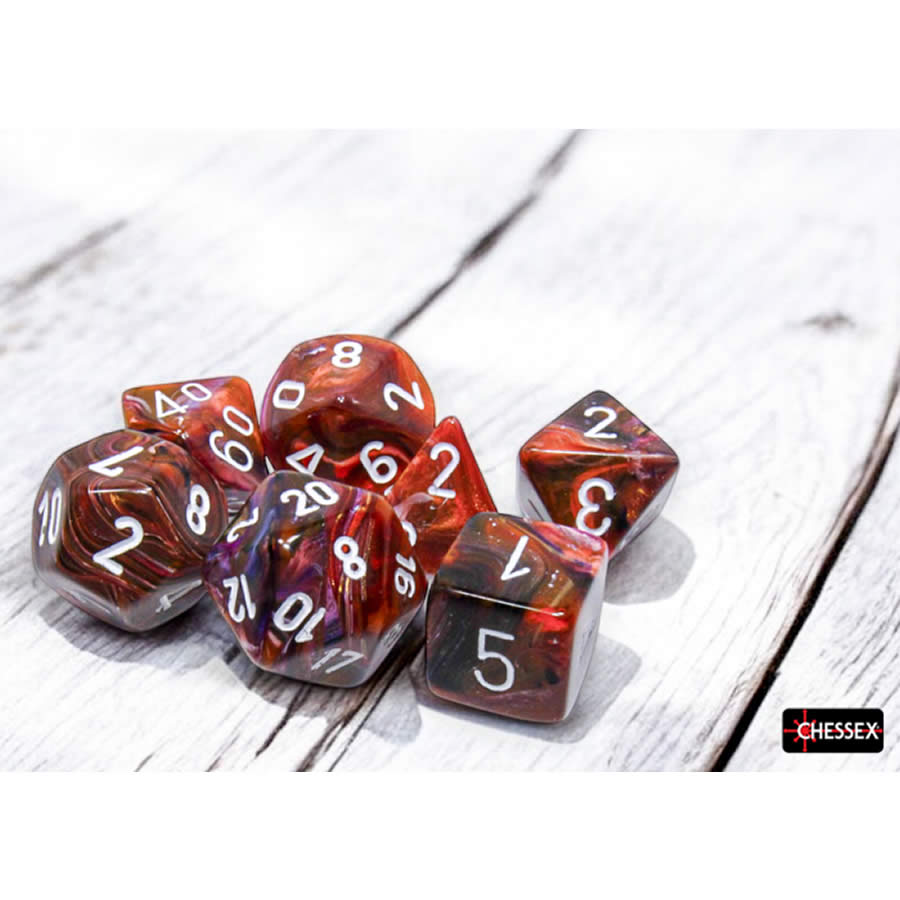 CHX27543 Symphony Festive Dice with White Numbers 16mm (5/8in) Set of 7