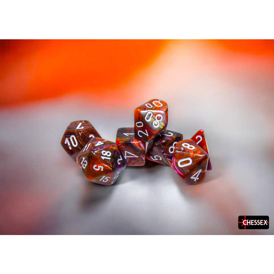 CHX27543 Symphony Festive Dice with White Numbers 16mm (5/8in) Set of 7