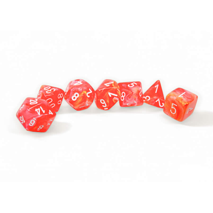 CHX27553 Dahlia Festive Luminary Dice with White Numbers 16mm (5/8in) Set of 7