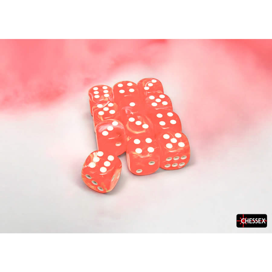 CHX27753 Dahlia Festive Luminary Dice with White Pips D6 16mm (5/8in) Pack of 12