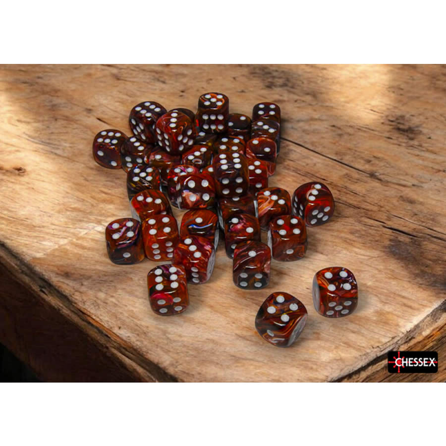 CHX27943 Symphony Festive Dice with White Pips D6 12mm (1/2in) Pack of 36 Dice