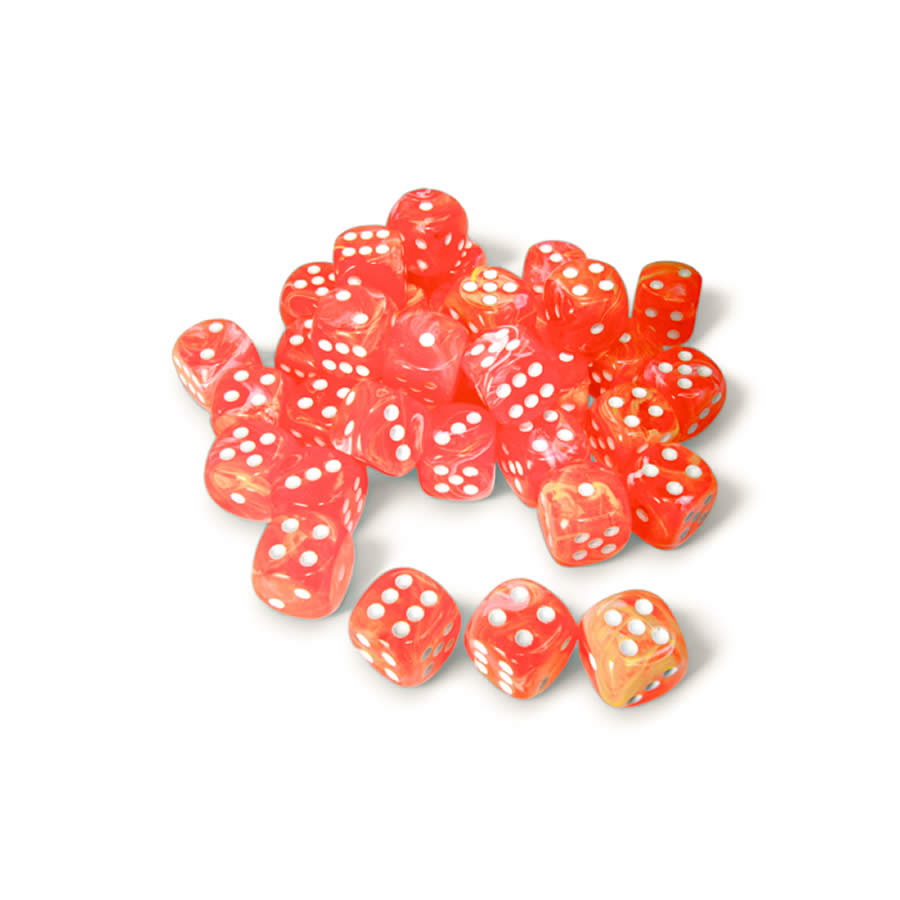 CHX27953 Dahlia Festive Luminary Dice with White Pips D6 12mm (1/2in) Pack of 36