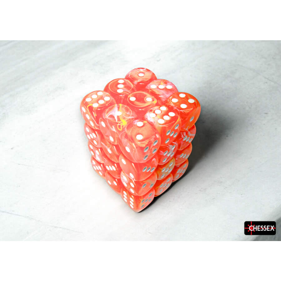 CHX27953 Dahlia Festive Luminary Dice with White Pips D6 12mm (1/2in) Pack of 36