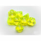 CHX30061 Neon Yellow Translucent Dice with White Numbers 7+1 Dice Set 16mm (5/8in)