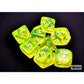 CHX30061 Neon Yellow Translucent Dice with White Numbers 7+1 Dice Set 16mm (5/8in)