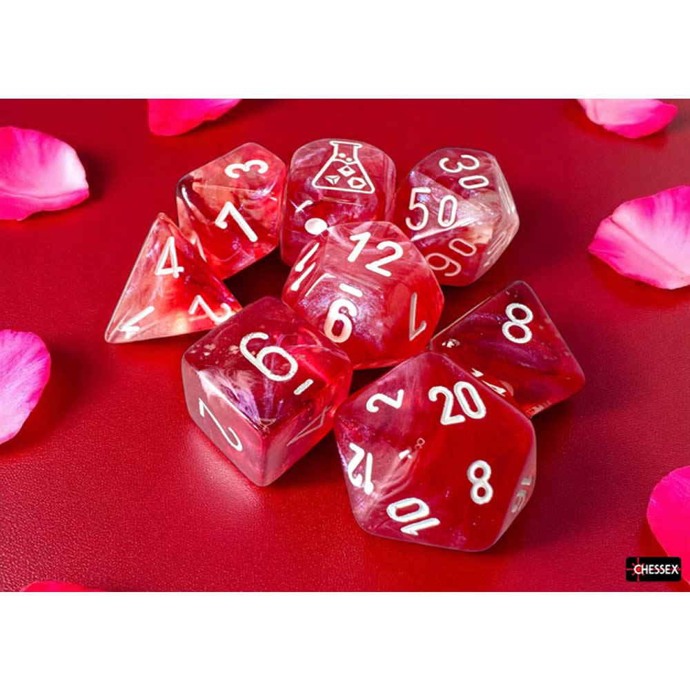 CHX30070 Passion Borealis Luminary Dice with White Numbers 7+1 Lab Dice Set 16mm (5/8in)