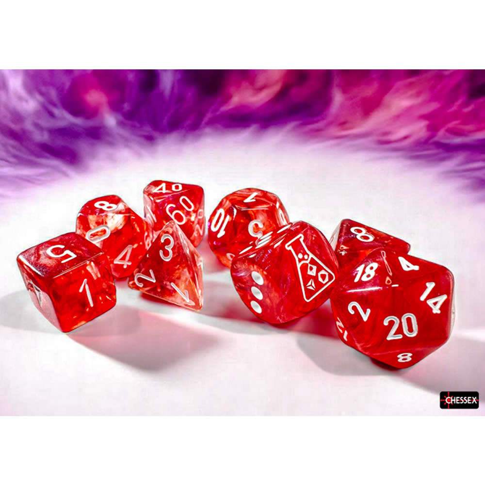 CHX30070 Passion Borealis Luminary Dice with White Numbers 7+1 Lab Dice Set 16mm (5/8in)