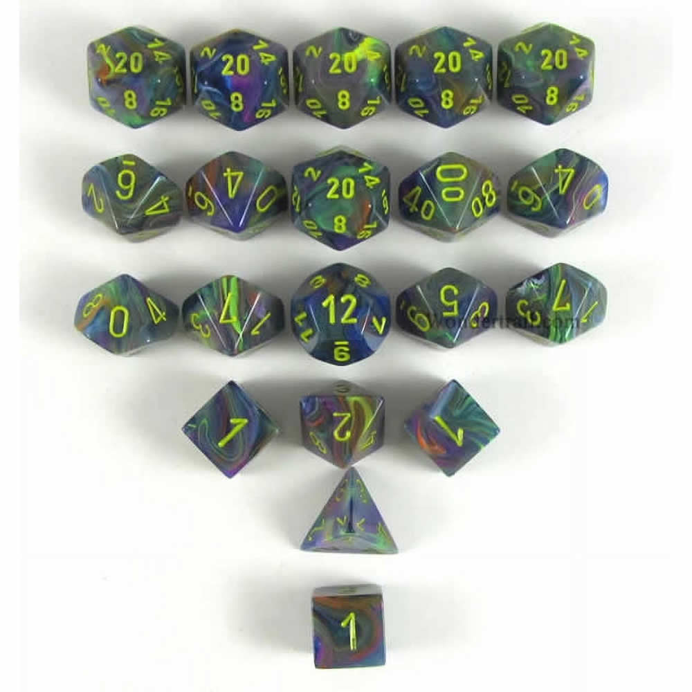 CHXLE884 Rio Festive Dice with Yellow Numbers 16mm (5/8in) Pack of 20