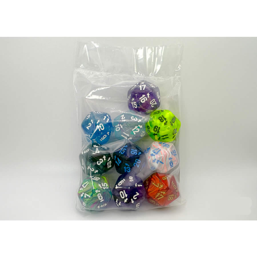 CHXLE922 Multi-Color Countup and Down with Numbers D20 Pack of 10