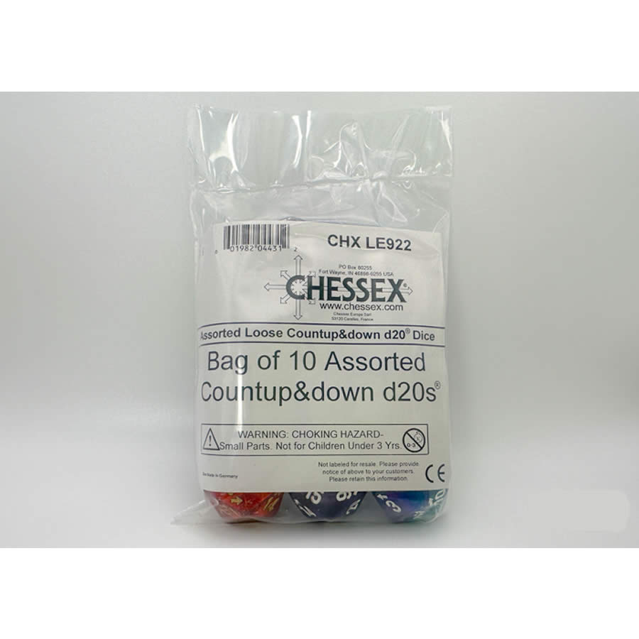 CHXLE922 Multi-Color Countup and Down with Numbers D20 Pack of 10