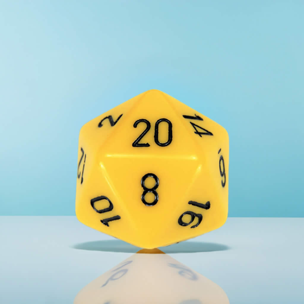 CHXXQ2002 Yellow Opaque Die Black Numbers D20 34mm (1.34in) Pack of 1