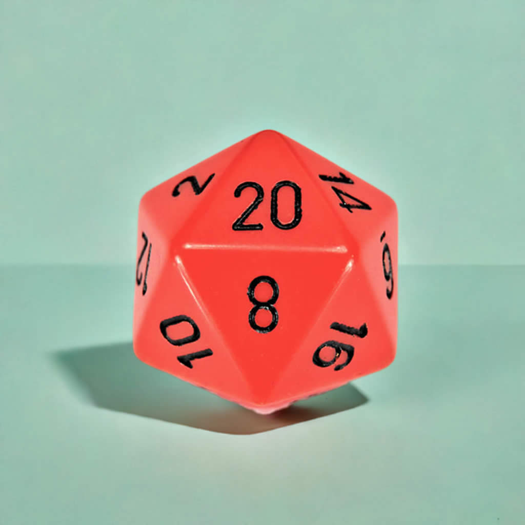CHXXQ2003 Orange Opaque Die Black Numbers D20 34mm Pack of 1