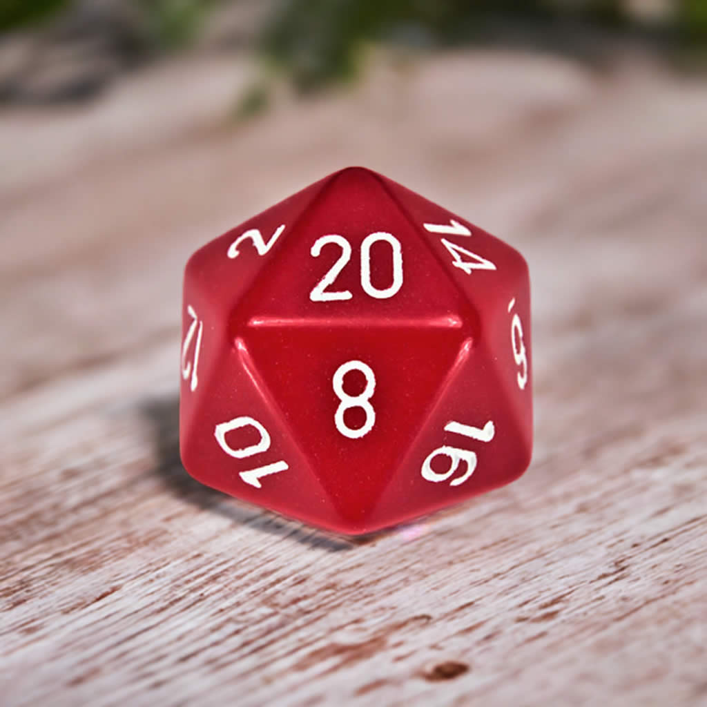 CHXXQ2004 Red Opaque Die White Numbers D20 34mm (1.34in) Pack of 1