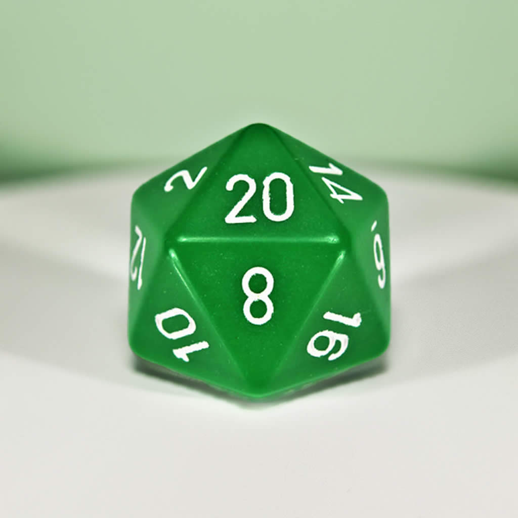 CHXXQ2005 Green Opaque Die White Numbers D20 34mm (1.34in) Pack of 1