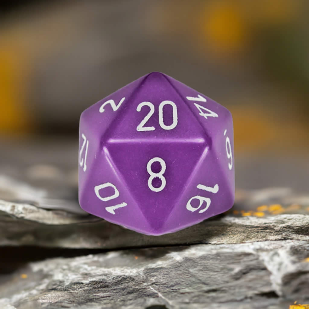 CHXXQ2007 Purple Opaque Die White Numbers D20 34mm (1.34in) Pack of 1