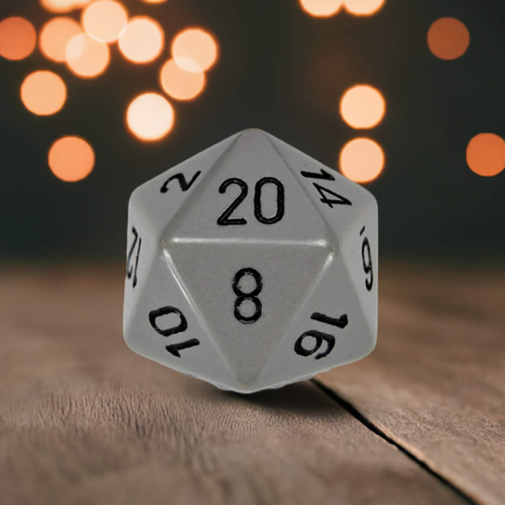 CHXXQ2010 Dark Grey Opaque Die Black Numbers D20 34mm Pack of 1