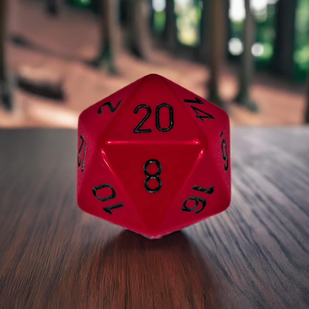 CHXXQ2014 Red Opaque Die Black Numbers D20 34mm (1.34in) Pack of 1