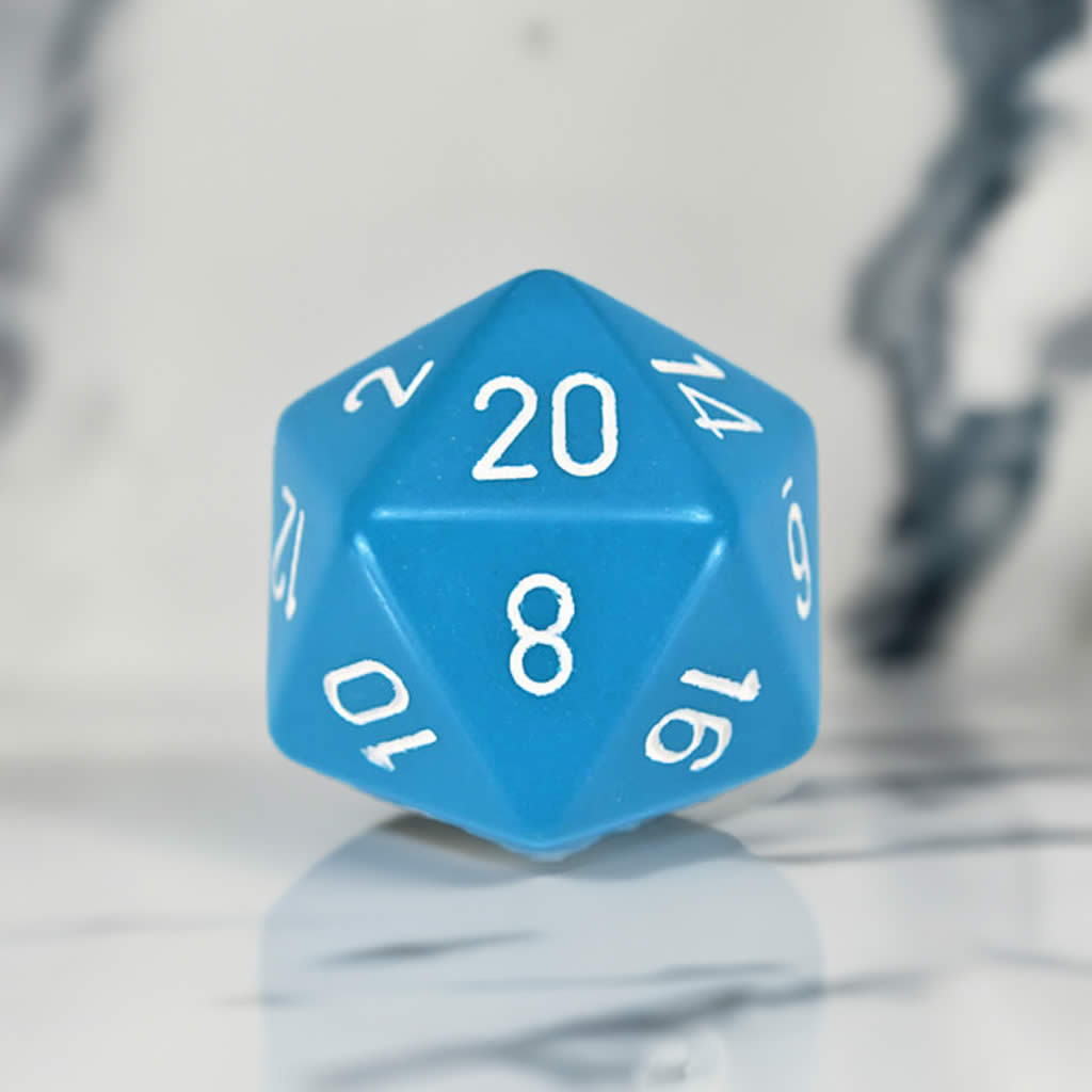 CHXXQ2016 Light Blue Opaque Die White Numbers D20 34mm Pack of 1