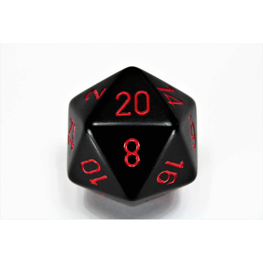 CHXXQ2018 Black Opaque Die Red Numbers D20 34mm (1.34in) Pack of 1
