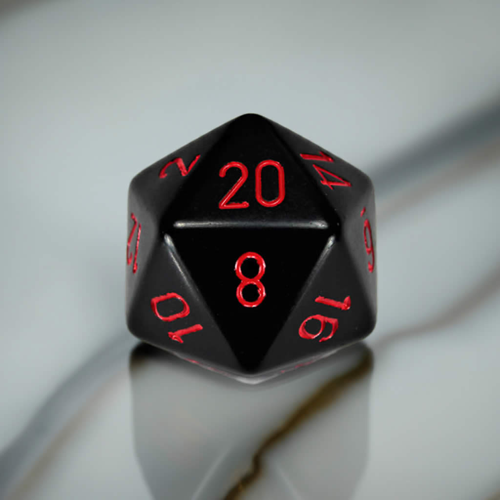 CHXXQ2018 Black Opaque Die Red Numbers D20 34mm (1.34in) Pack of 1