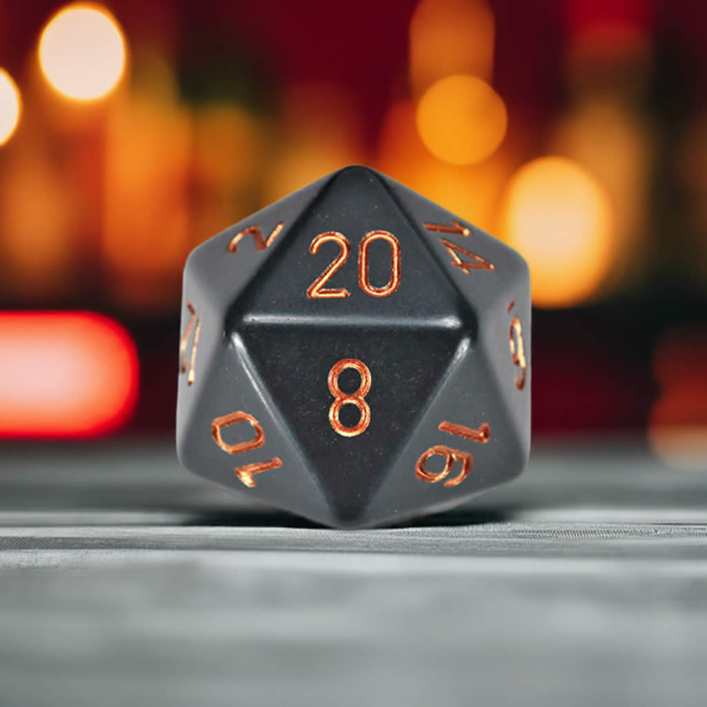 CHXXQ2020 Dark Grey Opaque Die Copper Numbers D20 34mm Pack of 1
