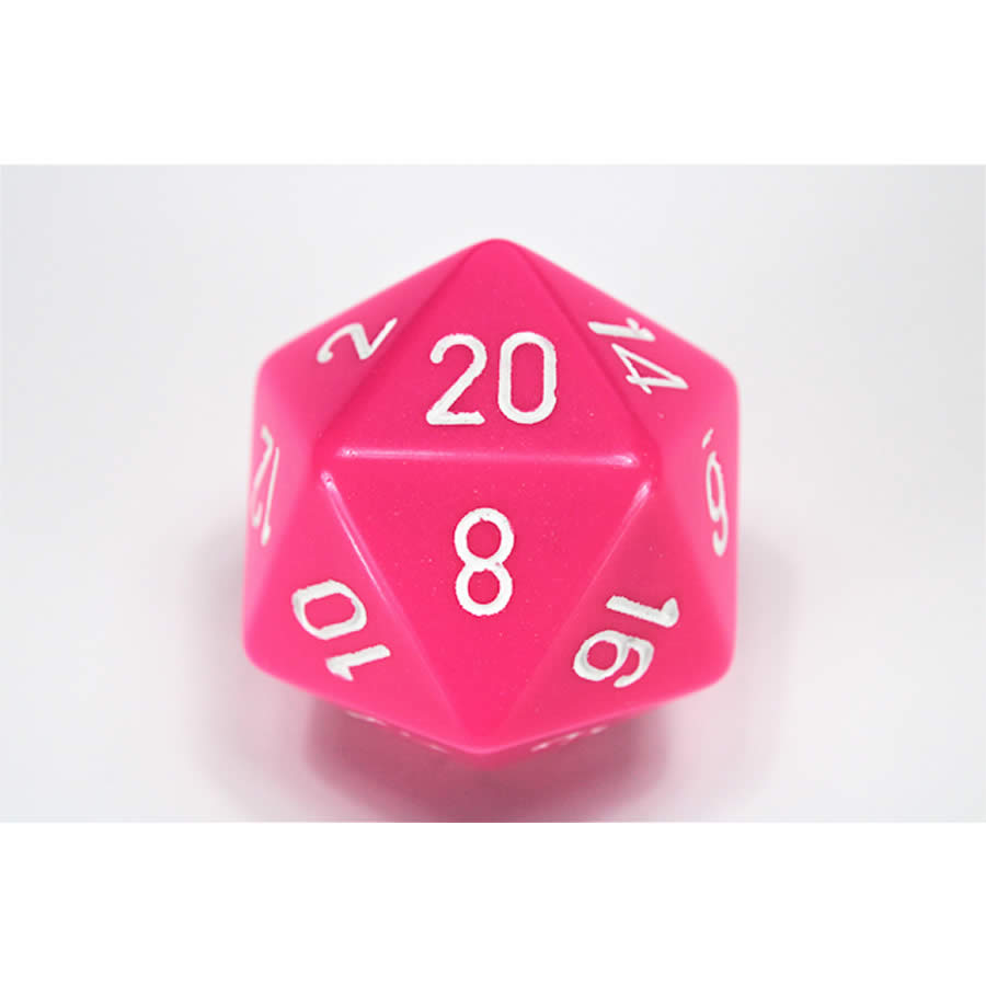 CHXXQ2044 Pink Opaque Die White Numbers D20 34mm (1.34in) Pack of 1
