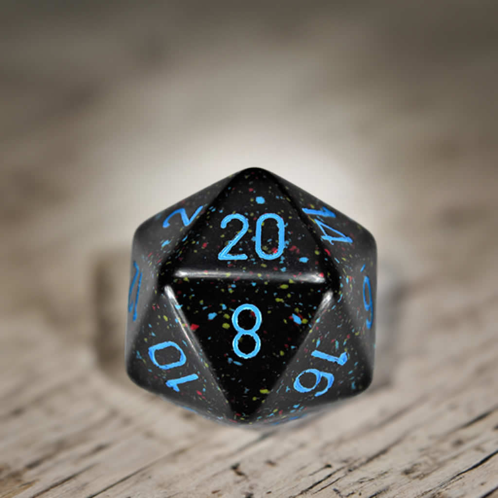 CHXXS2001 Blue Stars Speckled Die Blue Numbers D20 34mm Pack of 1