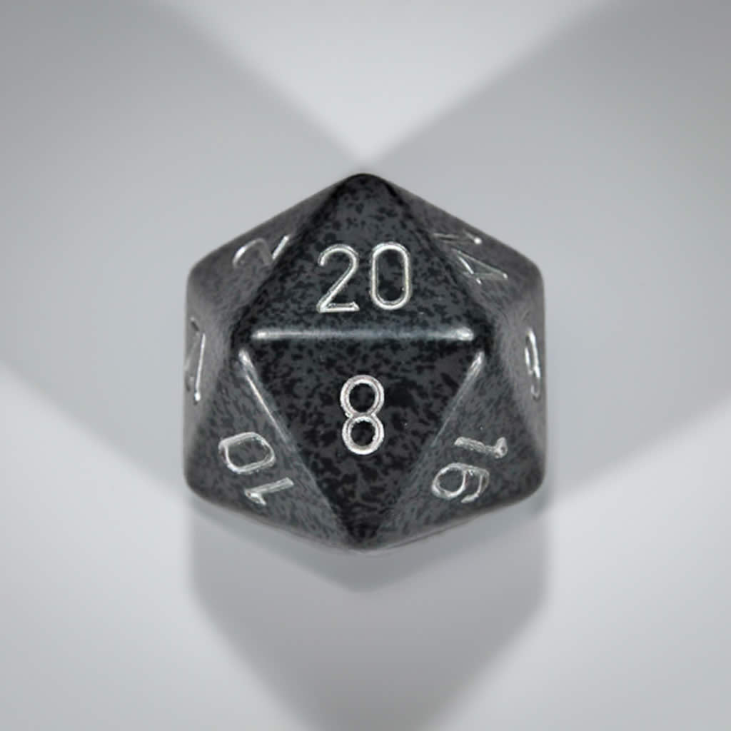 CHXXS2003 Hi-Tech Speckled Die Silver Numbers D20 34mm Pack of 1