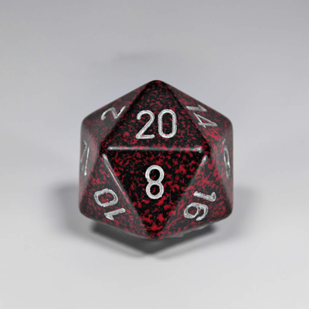 CHXXS2005 Silver Volcano Speckled Die Silver Numbers D20 34mm Pack of 1