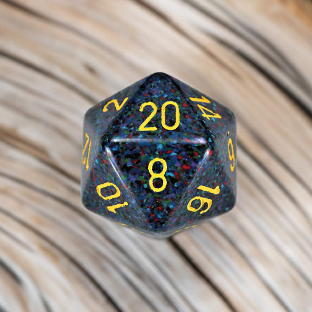 CHXXS2006 Twilight Speckled Die Yellow Numbers D20 34mm Pack of 1