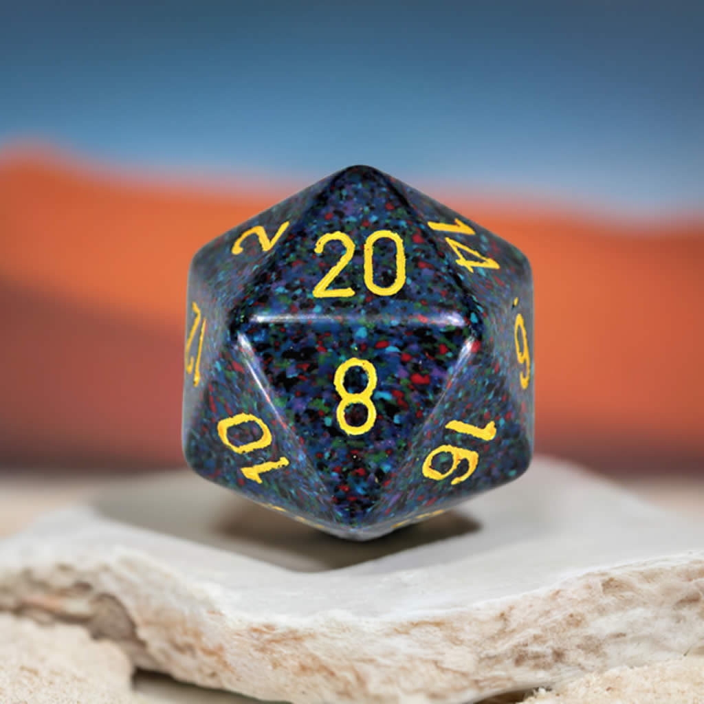 CHXXS2006 Twilight Speckled Die Yellow Numbers D20 34mm Pack of 1