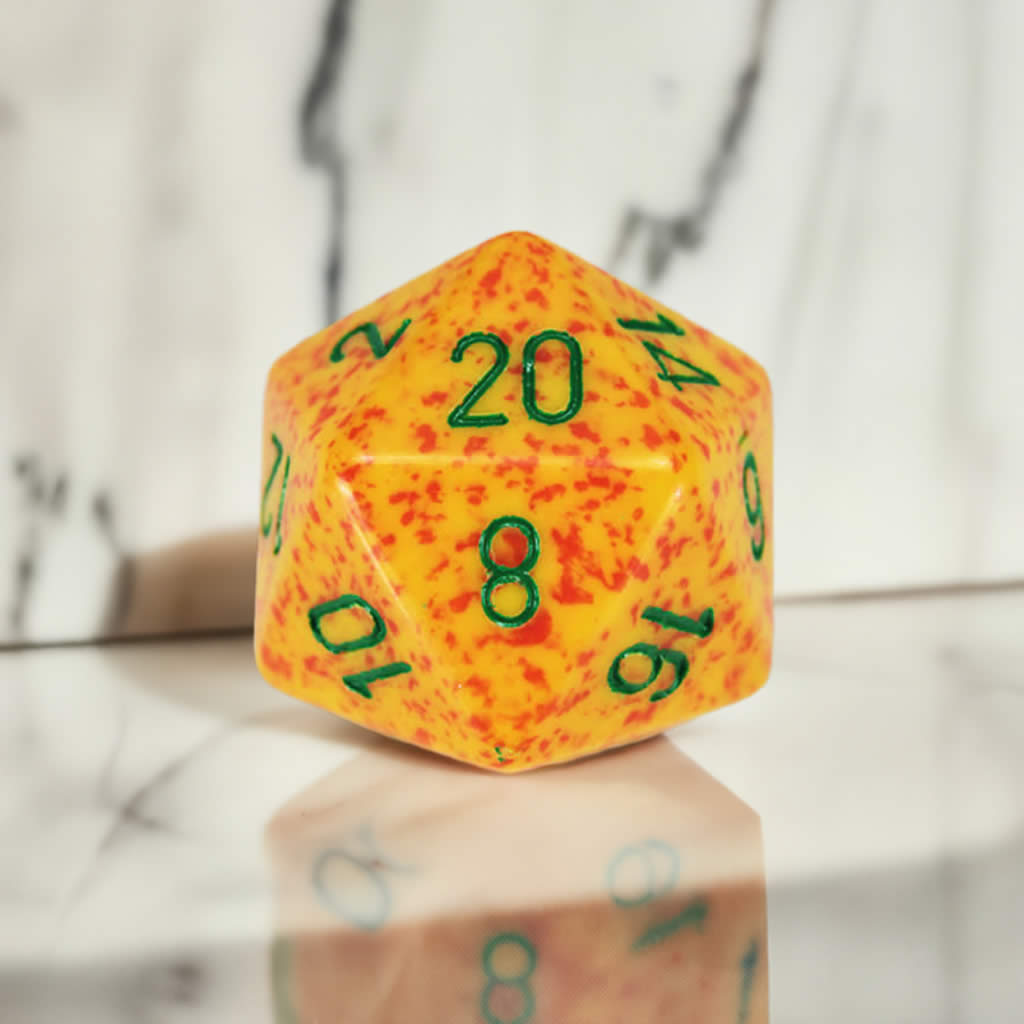CHXXS2016 Lotus Speckled Die Green Numbers D20 34mm Pack of 1