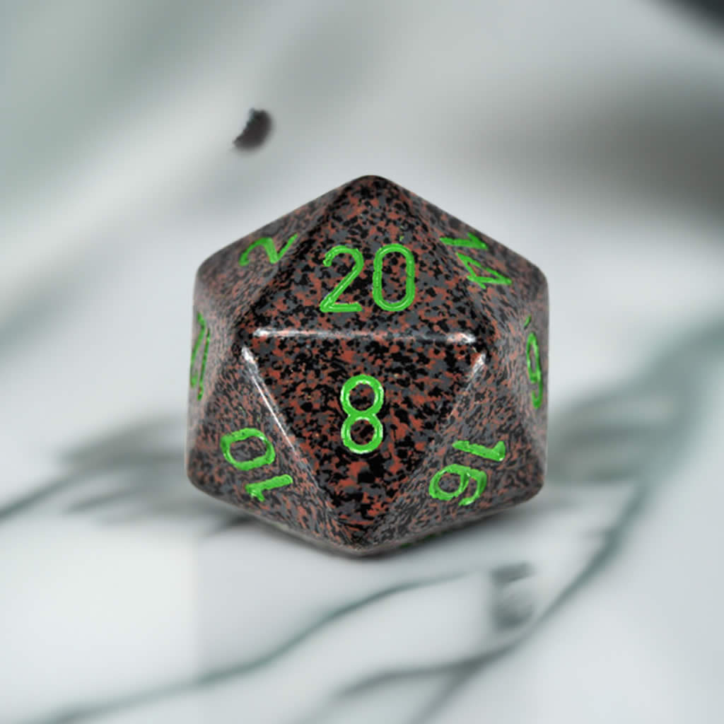 CHXXS2022 Earth Speckled Die Green Numbers D20 34mm Pack of 1