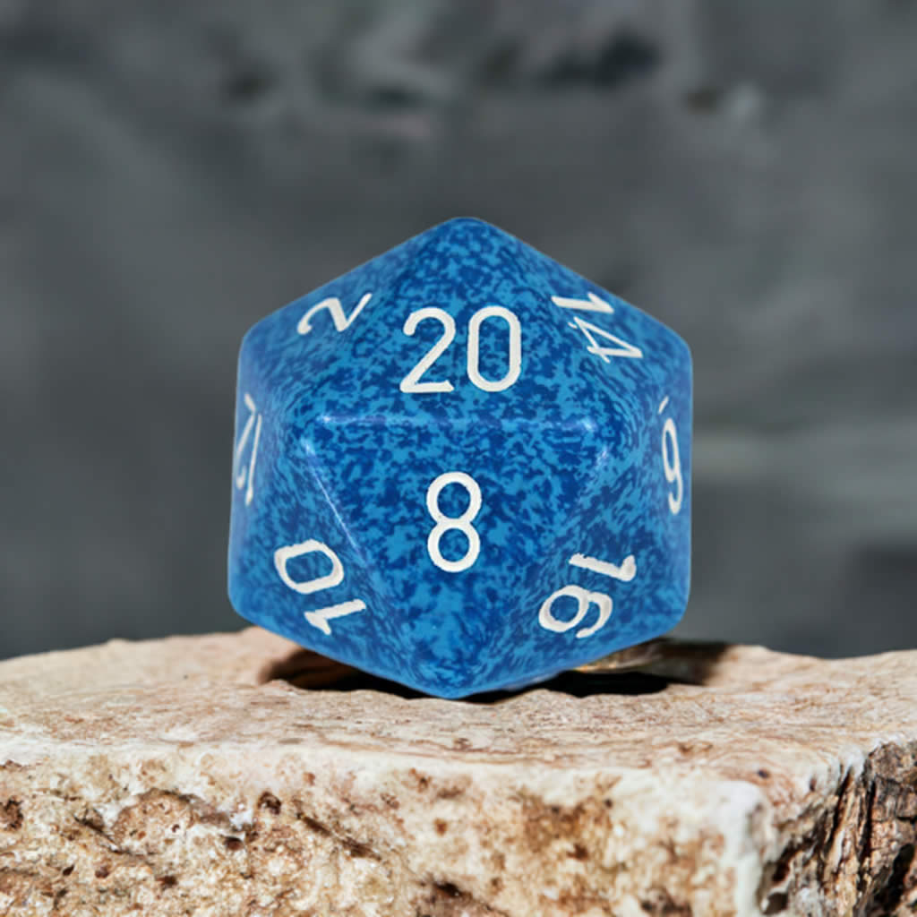 CHXXS2023 Water Speckled Die White Numbers D20 34mm Pack of 1