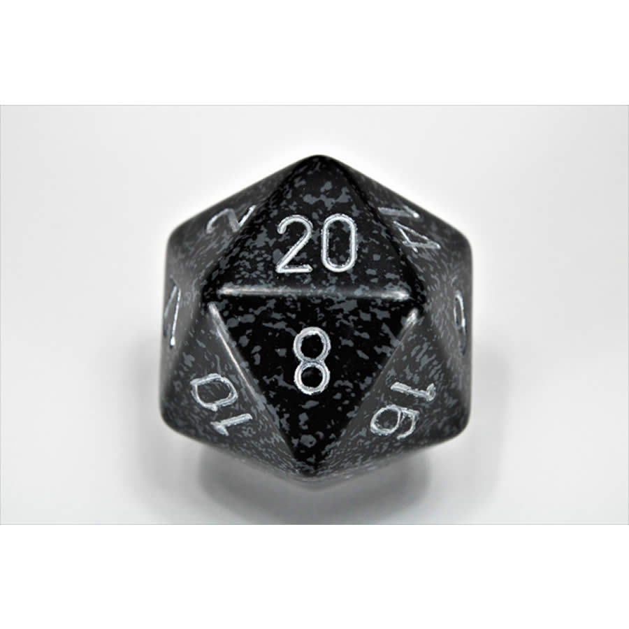 CHXXS2072 Ninja Speckled Die Silver Numbers D20 34mm Pack of 1