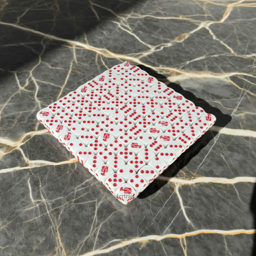 KOP00509 Lobster Dice White Opaque with Red Pips D6 16mm (5/8in) Bulk Pack of 100 Dice