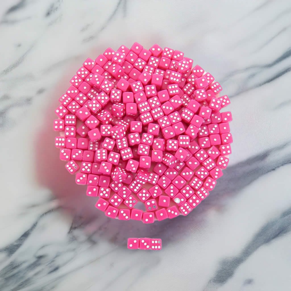 KOP00647 Pink Opaque Dice with White Pips D6 5mm (13/64in) Pack of 250
