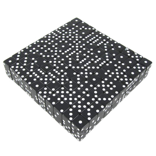 KOP01816 Black Opaque Dice White Pips D6 12mm (1/2in) Bulk Pack of 200