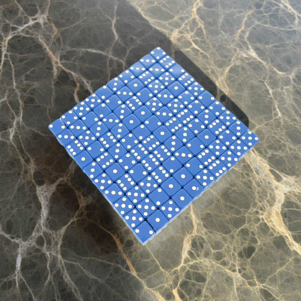 KOP01817 Blue Opaque Dice White Pips D6 12mm (1/2in) Bulk Pack of 200
