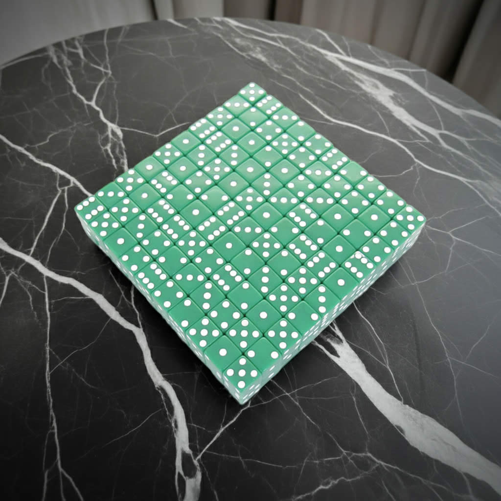 KOP01818 Green Opaque Dice White Pips D6 12mm (1/2in) Bulk Pack of 200