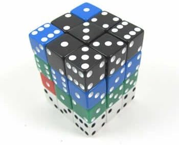 KOP01826 Assorted Opaque Squared Corner Dice Pips D6 12mm Pack of 36