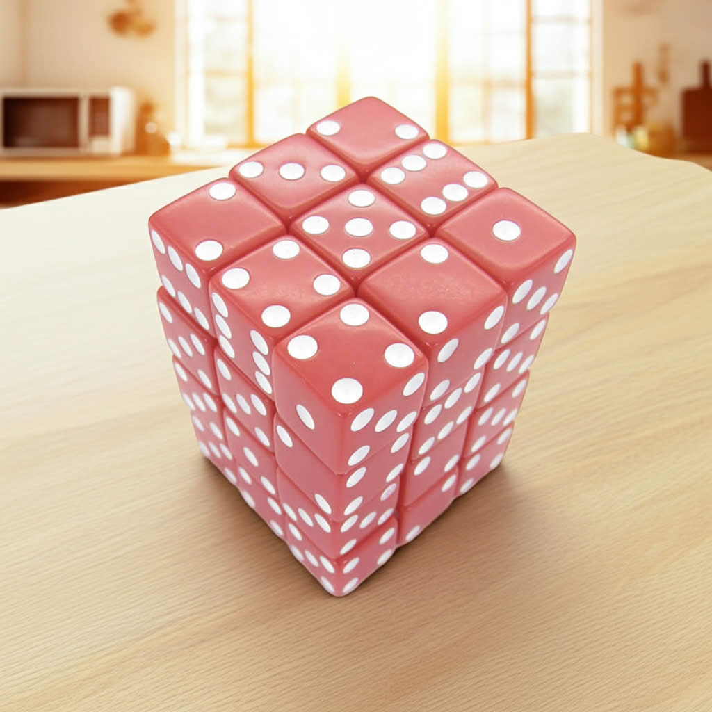 KOP01834 Red Opaque Squared Corner Dice with White Pips D6 12mm (1/2in) Pack of 36 Dice