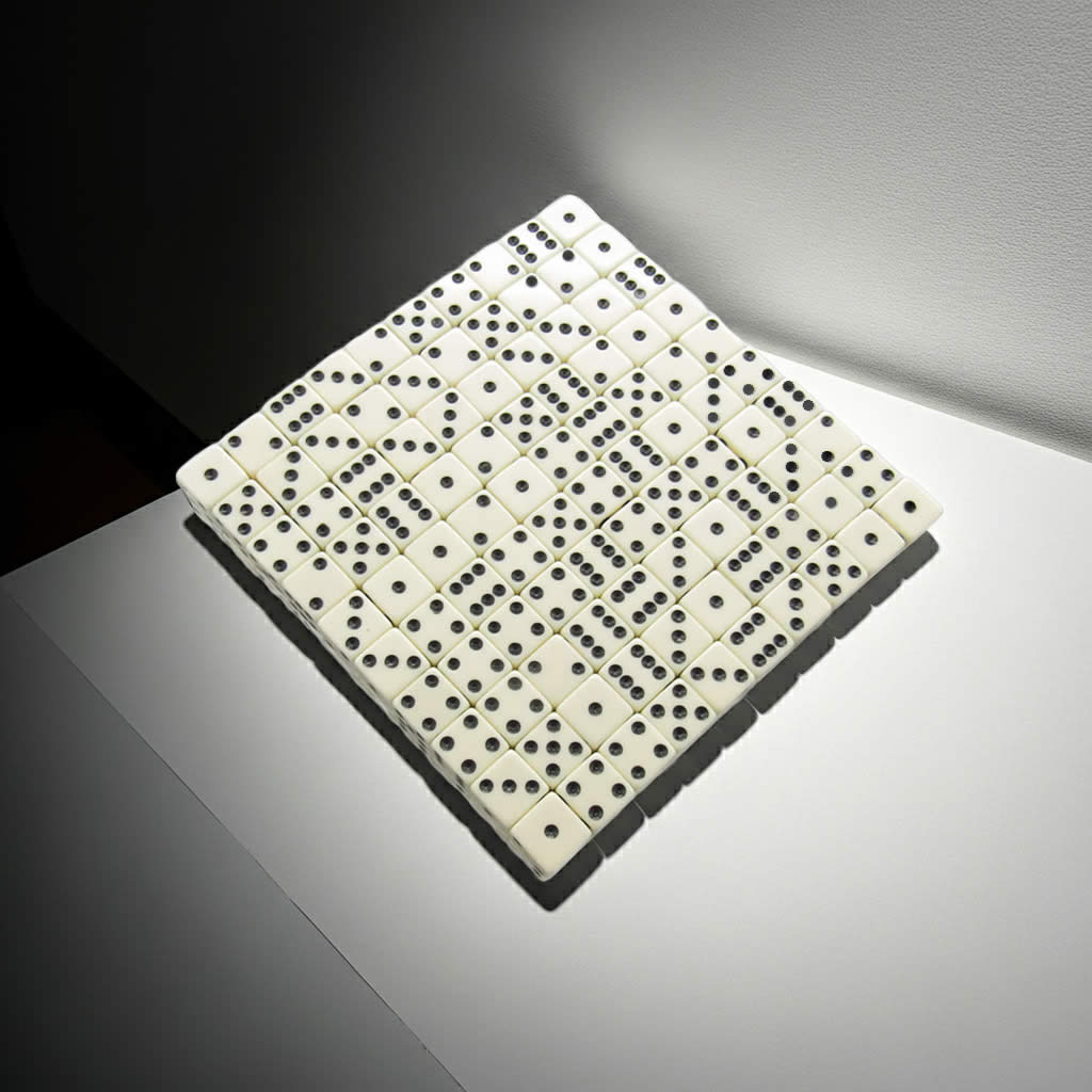 KOP01983 Ivory Opaque Dice with Black Pips D6 16mm (5/8in) Bulk Pack of 200 Dice