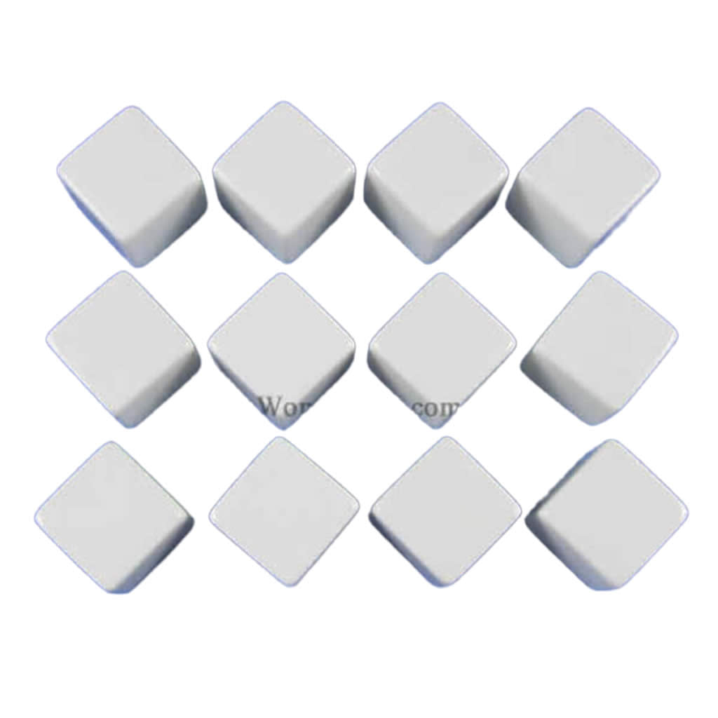 KOP02034 White Blank Opaque Dice D6 16mm (5/8in) Pack of 12