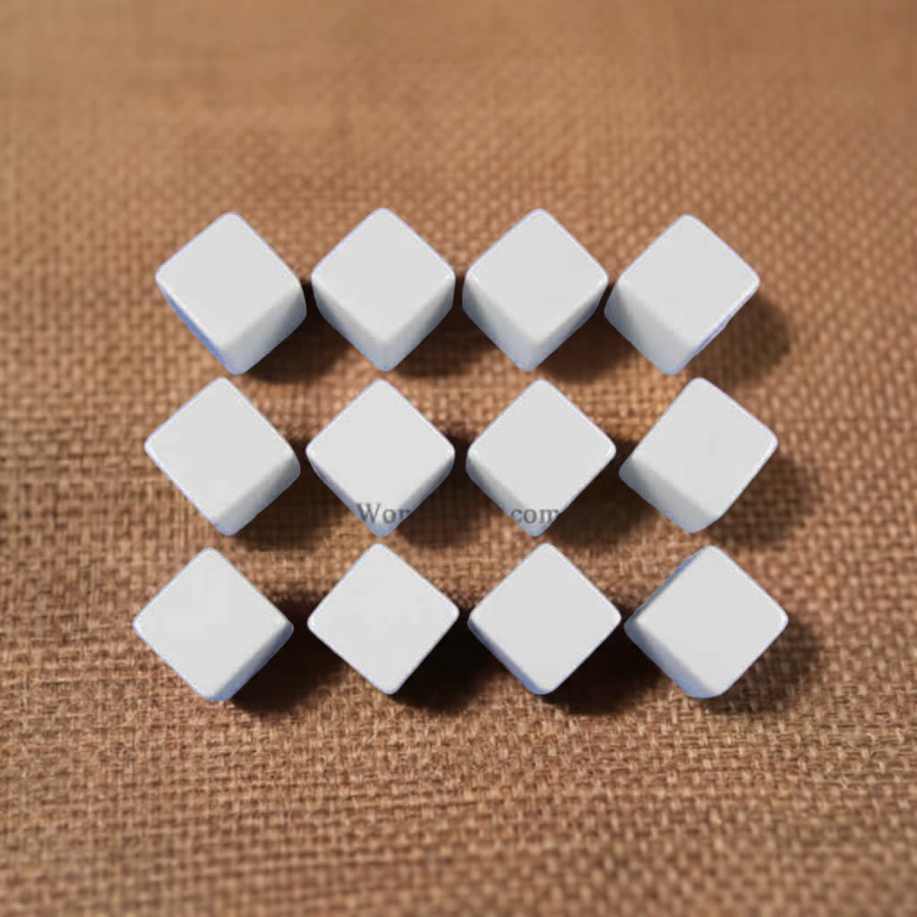 KOP02034 White Blank Opaque Dice D6 16mm (5/8in) Pack of 12